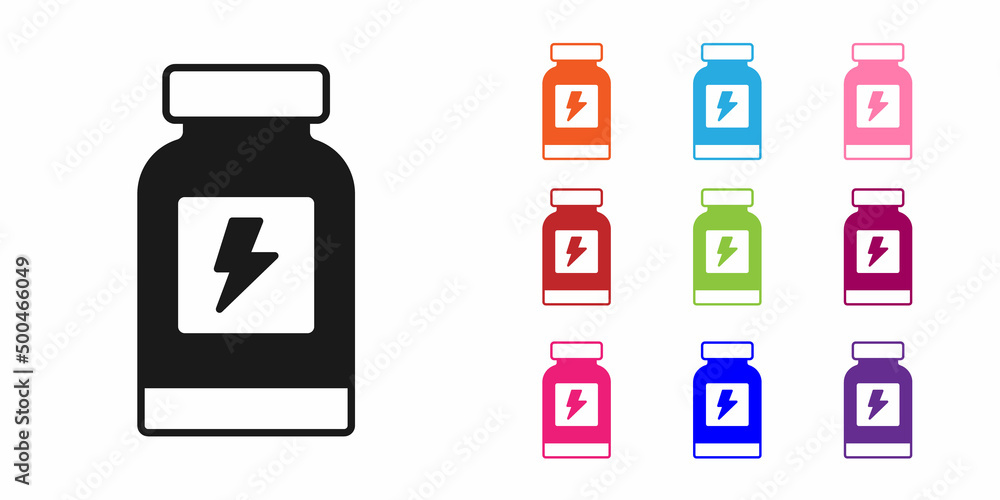 黑色能量饮料图标隔离在白色背景上。将图标设置为彩色。矢量