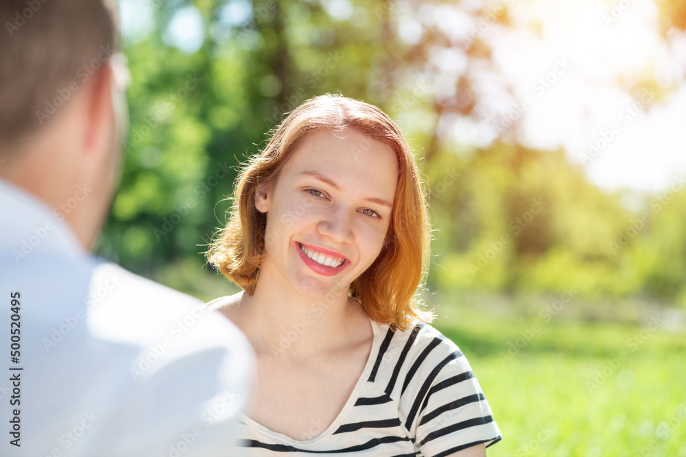 Young couple on a date in the park