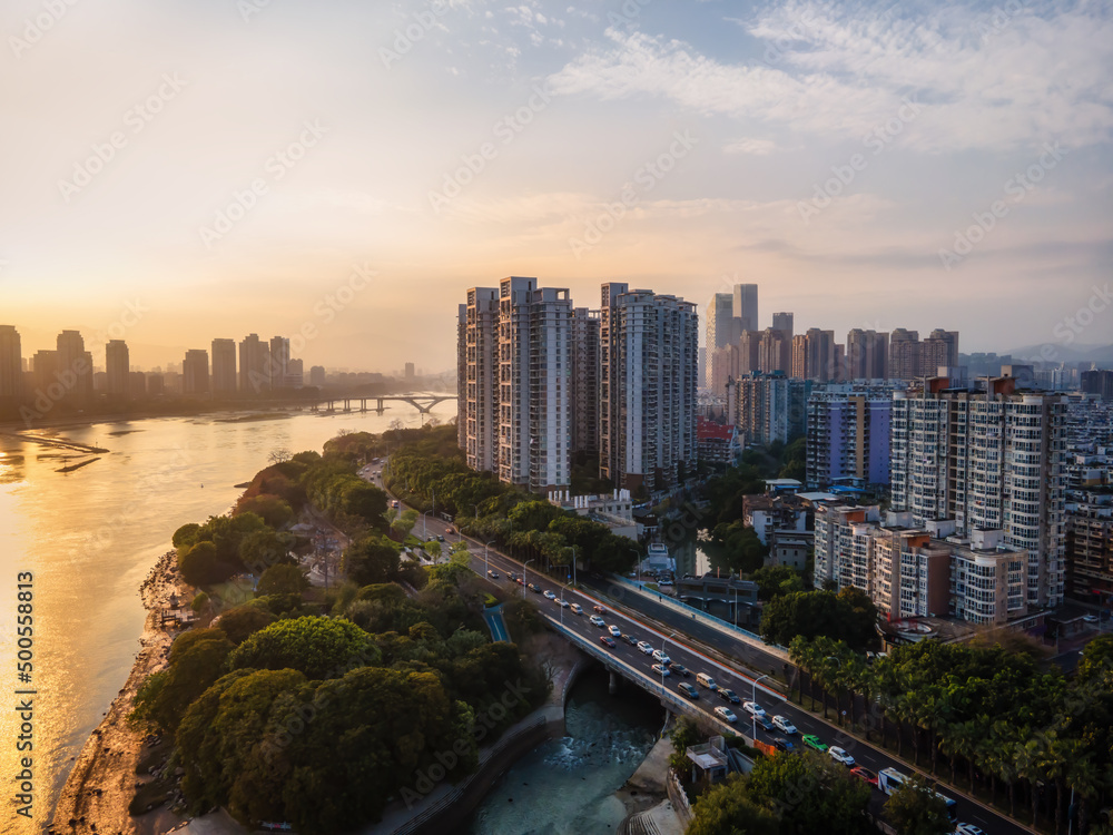 福州城市风光全景航拍