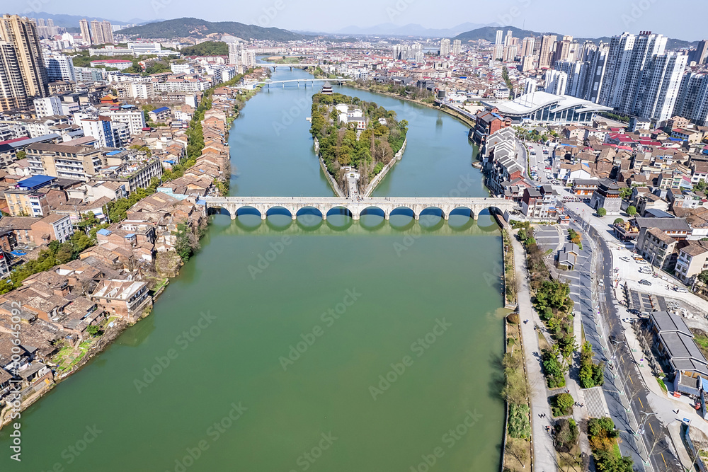 中国湖南省醴陵市空中风光