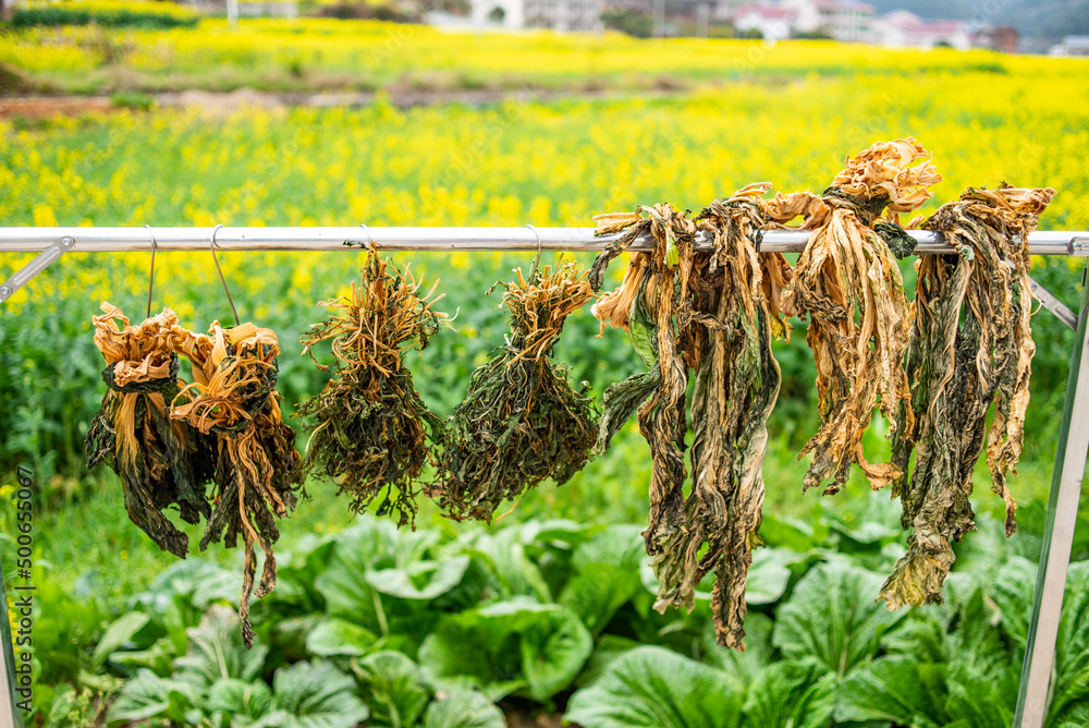 湖南农村农民干菜