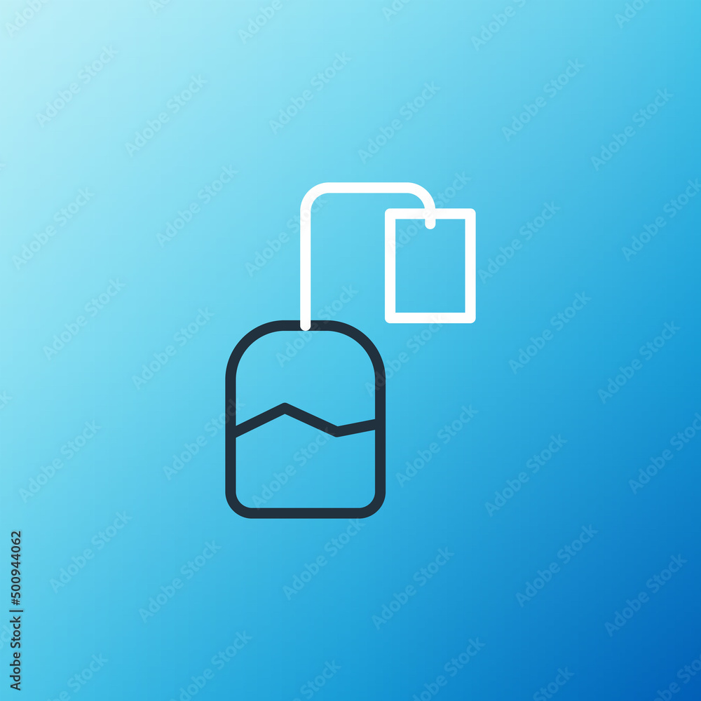 Line Tea bag icon isolated on blue background. Colorful outline concept. Vector