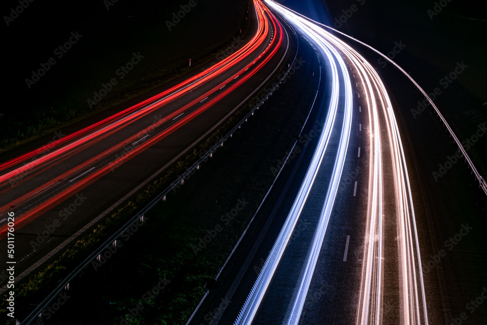 abstract red car lights at night. long exposure