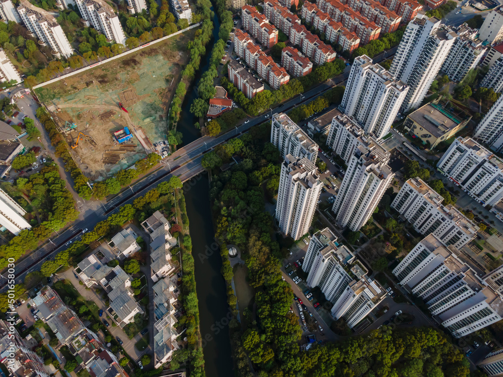 苏州现代高层住宅景观航拍