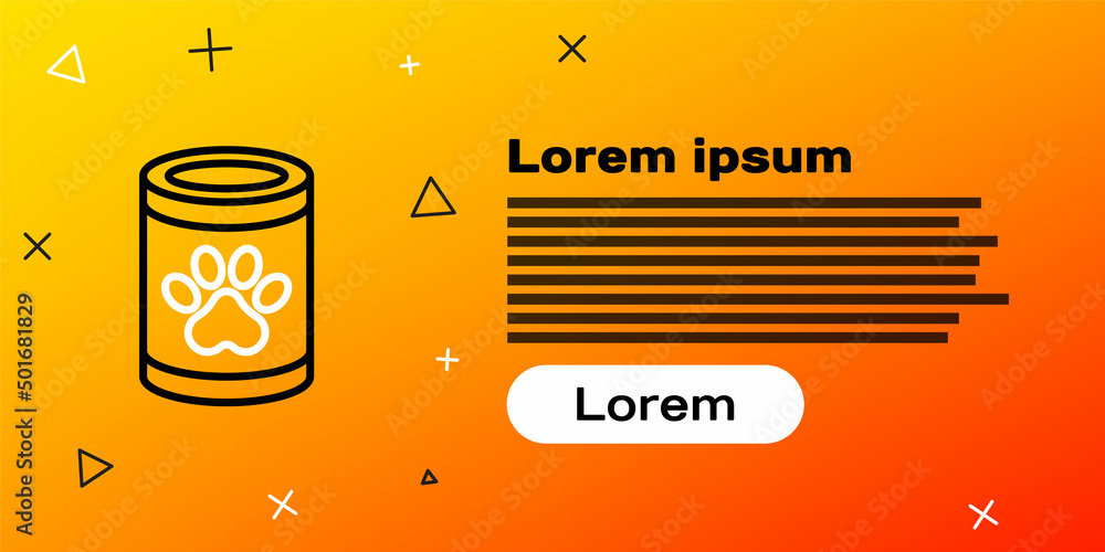 黄色背景上隔离的罐头食品图标。动物食品。宠物食品罐。五颜六色的出口