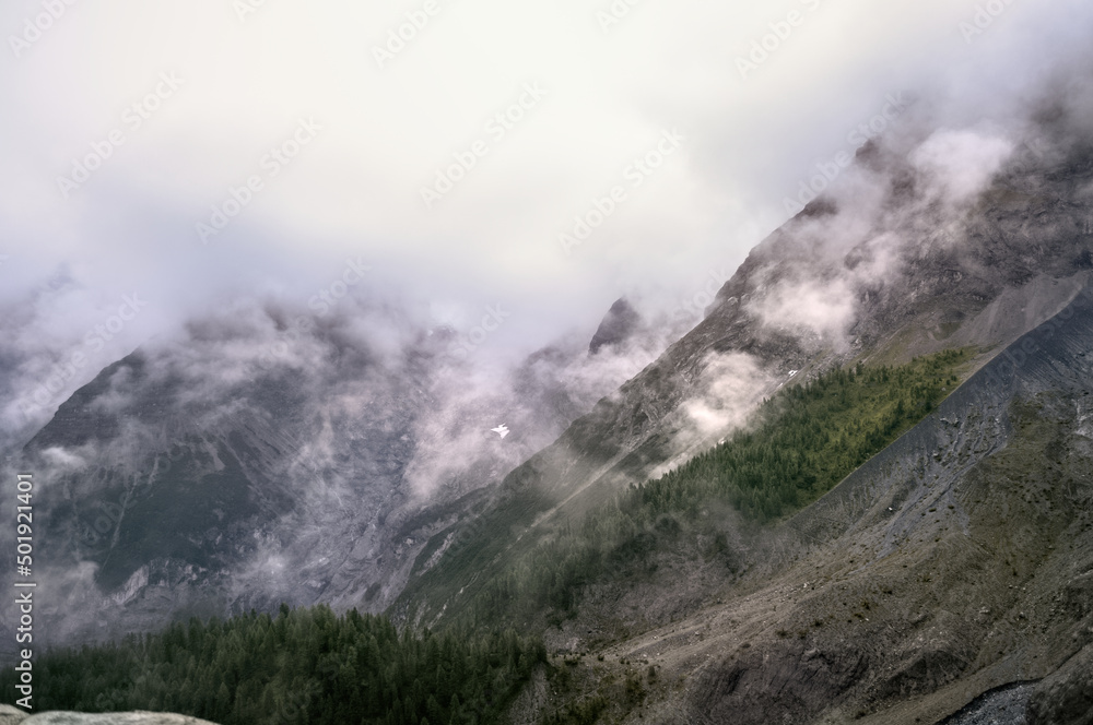 Passo Stelvio, Italy - mountain pass hidden in the fog