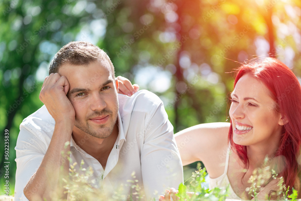 Young couple on a date in the park