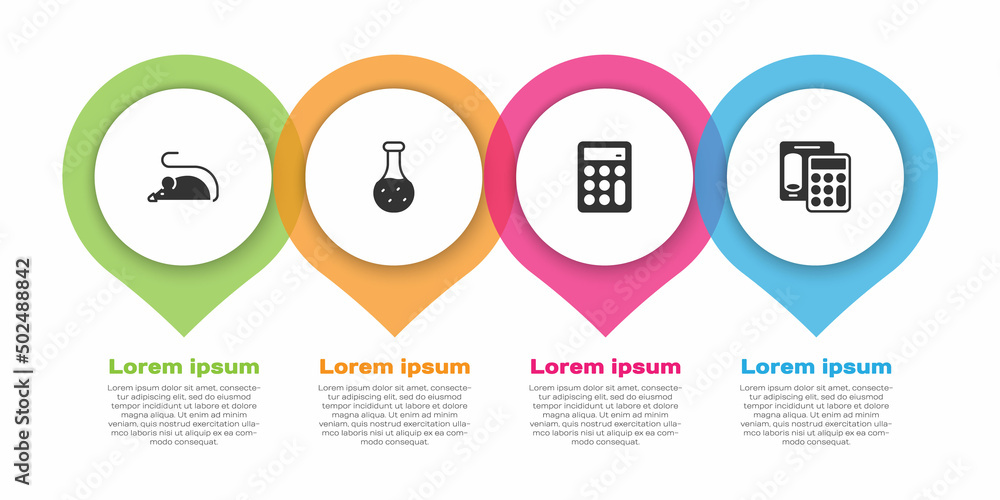 设置实验鼠标、试管、计算器和.Business信息图模板.Vector