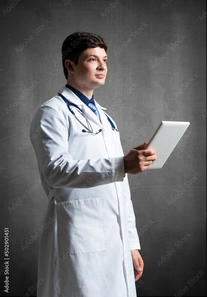 Doctor with a computer tablet