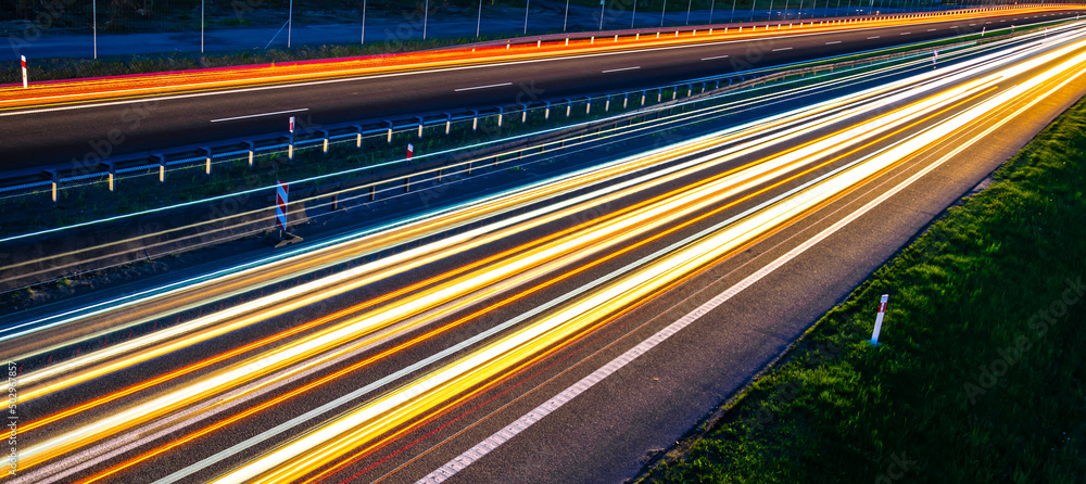 lights of cars with night. long exposure