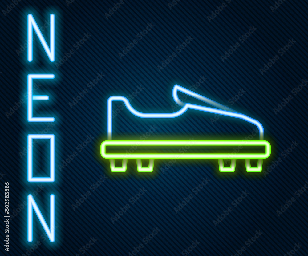 Glowing neon line Golf shoe icon isolated on black background. Sport equipment. Sports uniform. Colo