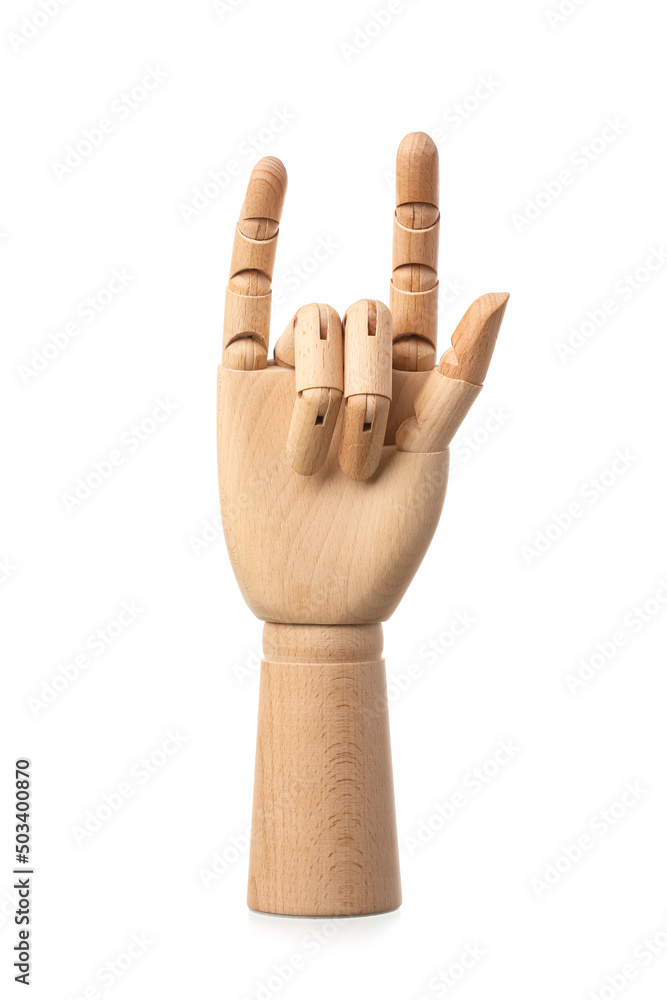 Wooden hand showing i love you