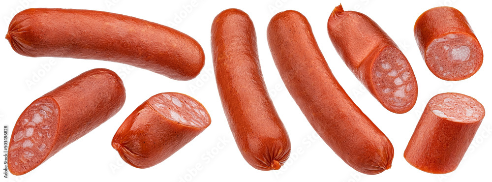 Smoked sausage isolated on white background