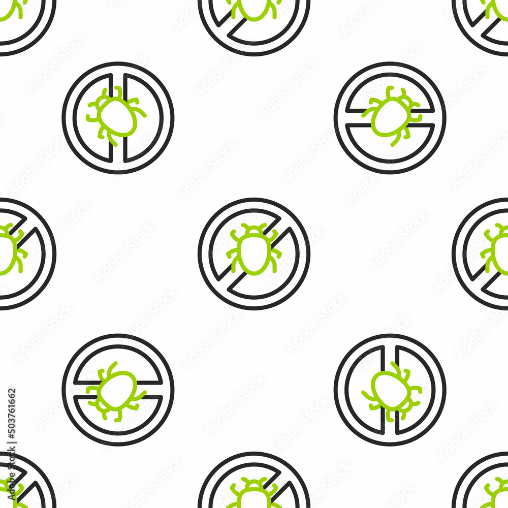 Line Stop colorado beetle icon isolated seamless pattern on white background. Vector