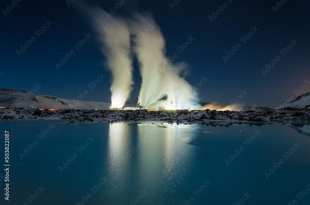 Renewable energy sources. Thermal power plant in Iceland. Clean energy. Electricity production in th