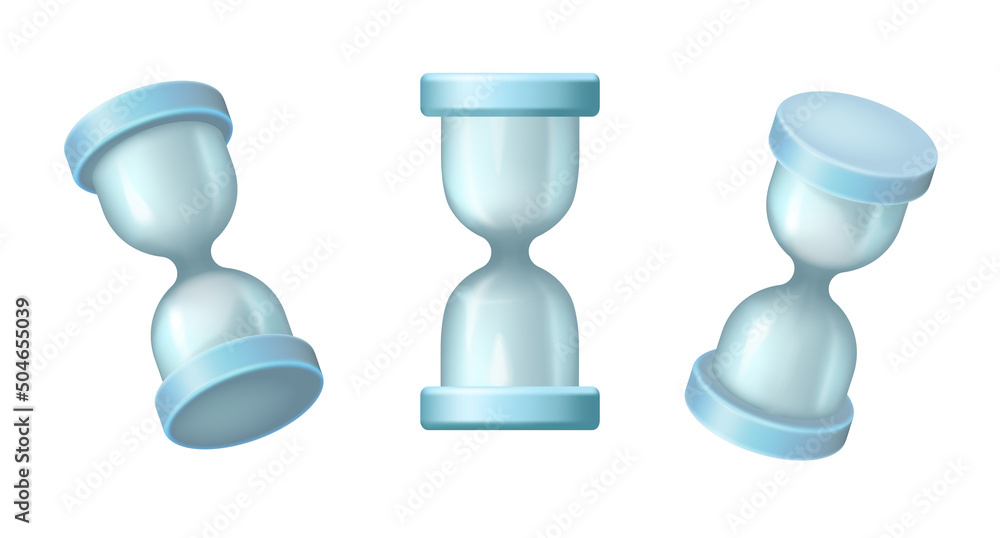 3D render of Hourglass to measure time and seconds. Hourglass timer icon. An old or vintage clock. I