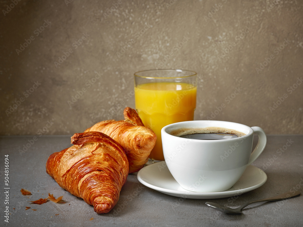 cup of coffee and croissants