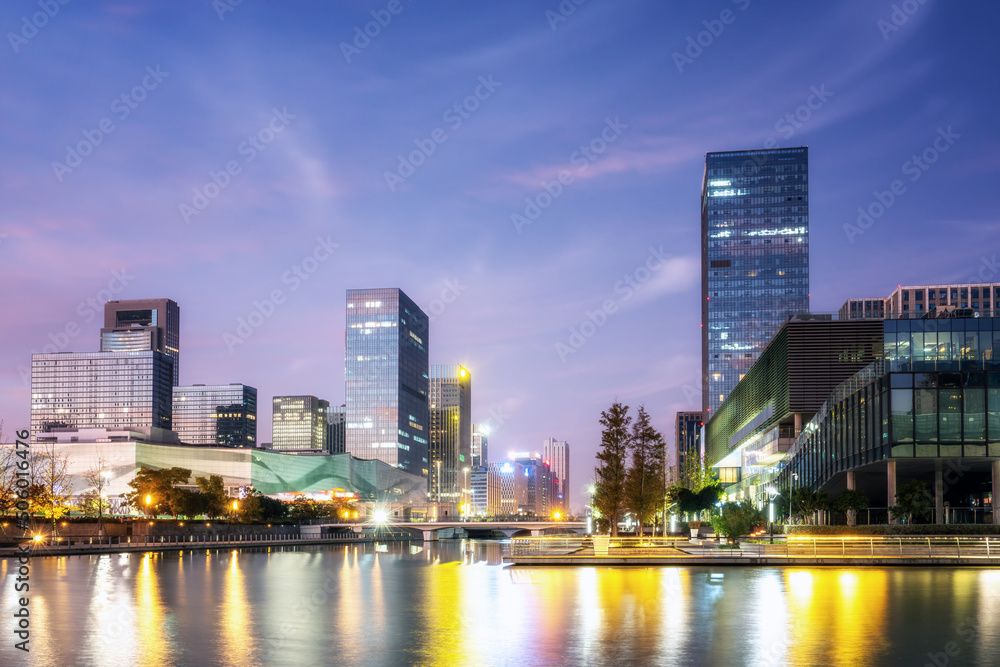 中国宁波城市景观夜景