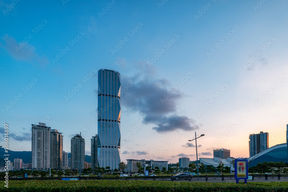 中国连云港海岸线城市景观街景