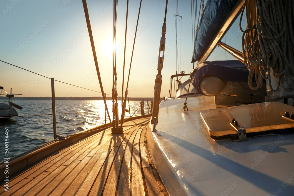 View of modern yacht on sea