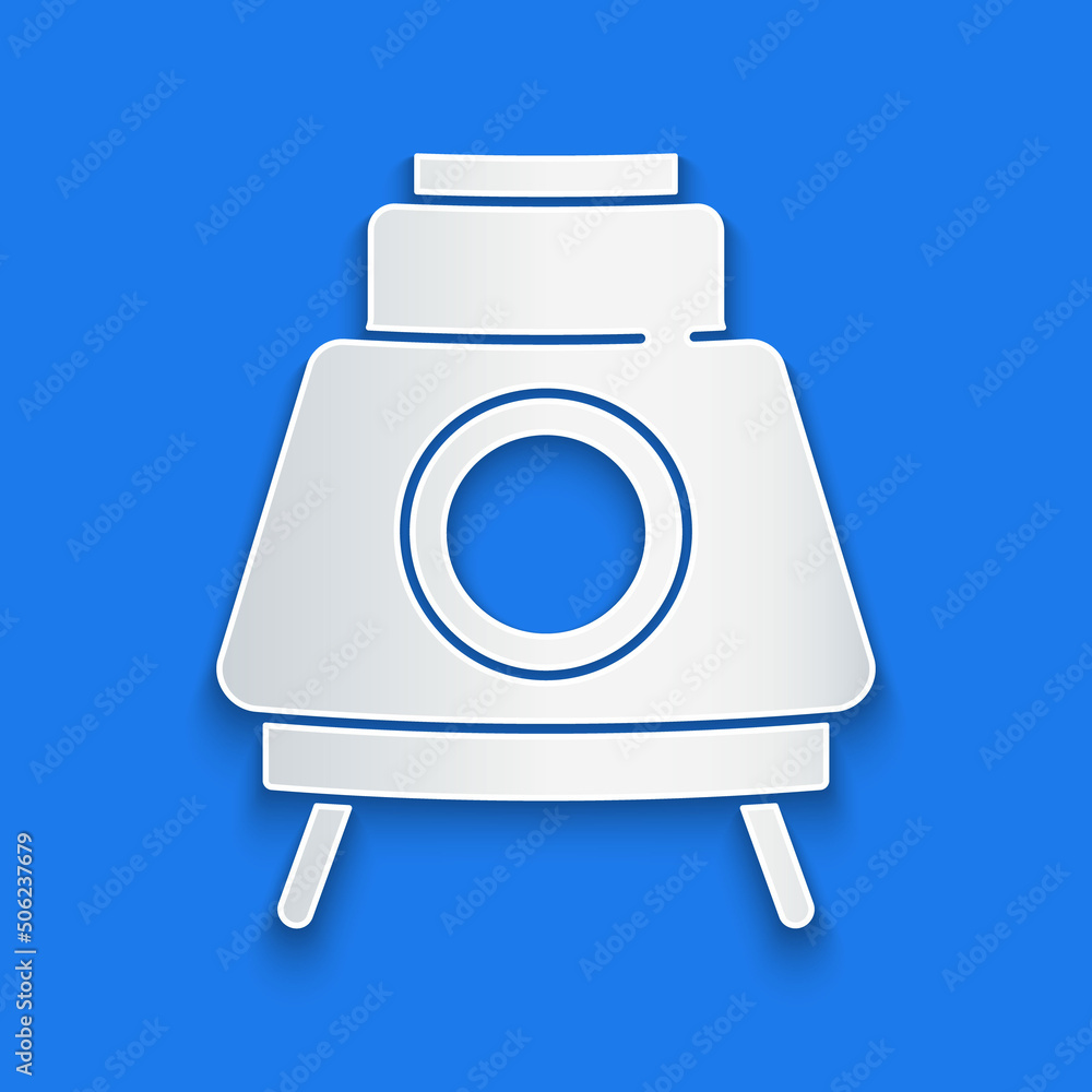 Paper cut Mars rover icon isolated on blue background. Space rover. Moonwalker sign. Apparatus for s