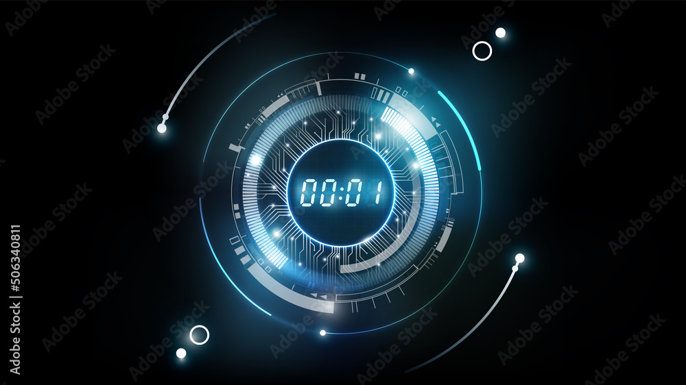 Abstract Futuristic Technology Background with Digital number timer concept and countdown, Can adjus