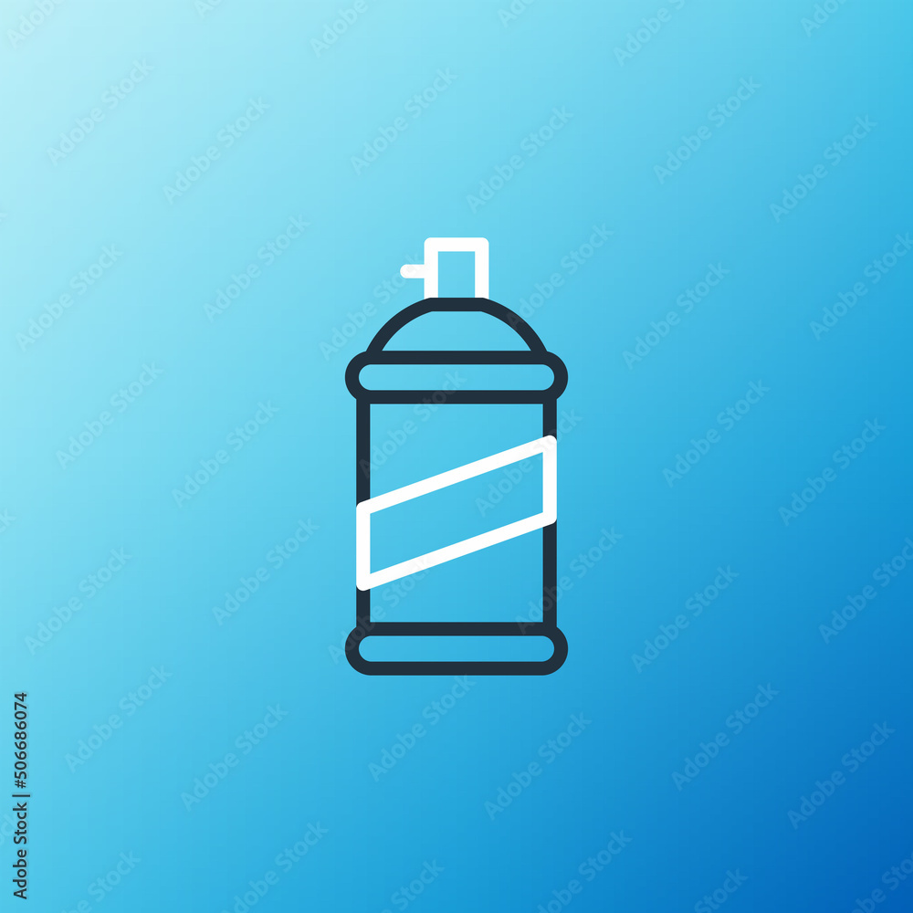 Line Paint spray can icon isolated on blue background. Colorful outline concept. Vector