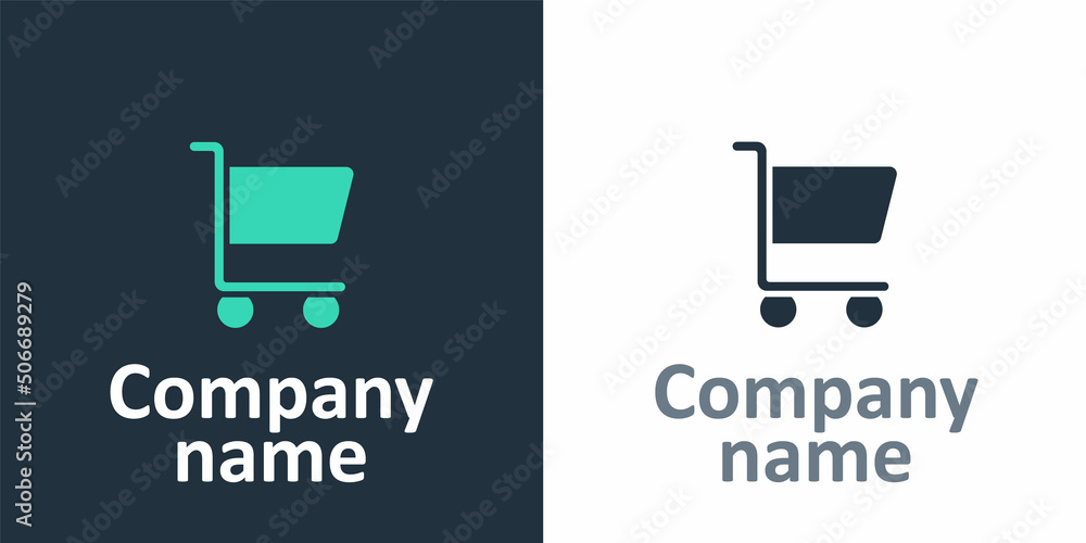 Logotype Shopping cart icon isolated on white background. Online buying concept. Delivery service si