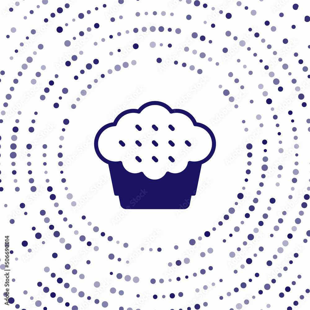 Blue Muffin icon isolated on white background. Abstract circle random dots. Vector