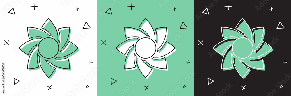 Set Flower icon isolated on white and green, black background. Sweet natural food. Vector