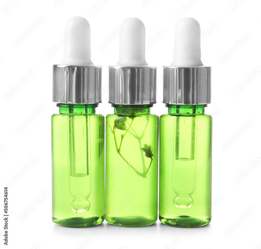 Bottles of healthy serum isolated on white background