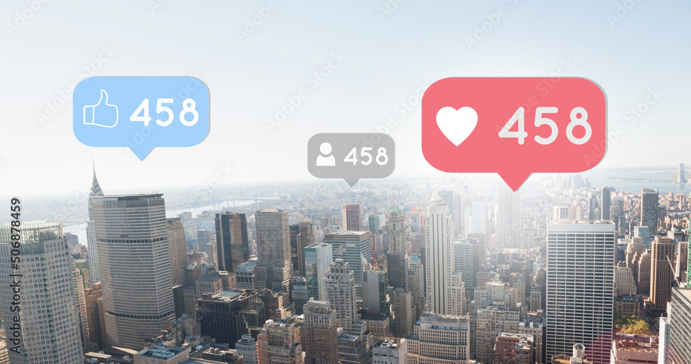 Social media icons and numbers 4k