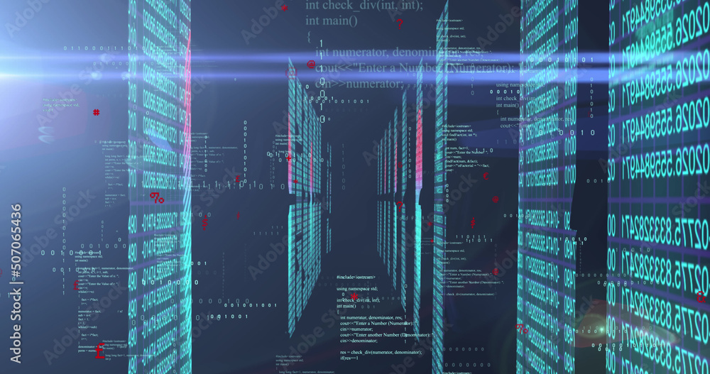 Image of binary coding and data processing over light spots