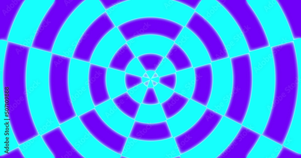 Image of purple and blue neon pattern moving in hypnotic motion on seamless loop