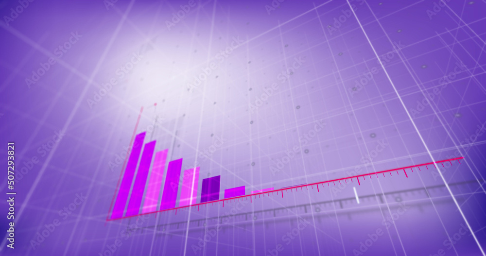 Image of financial data processing over purple background