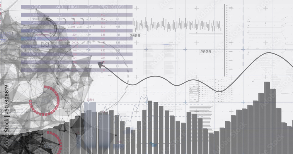 Image of data processing over white background