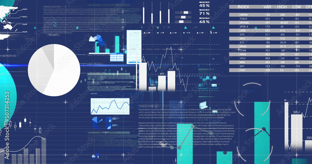 Image of data processing over navy background