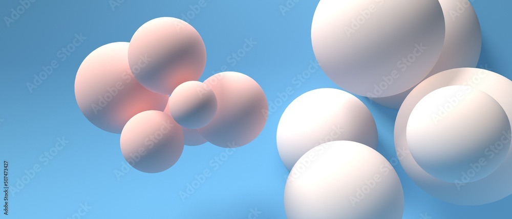 3D render design of floating sphere background