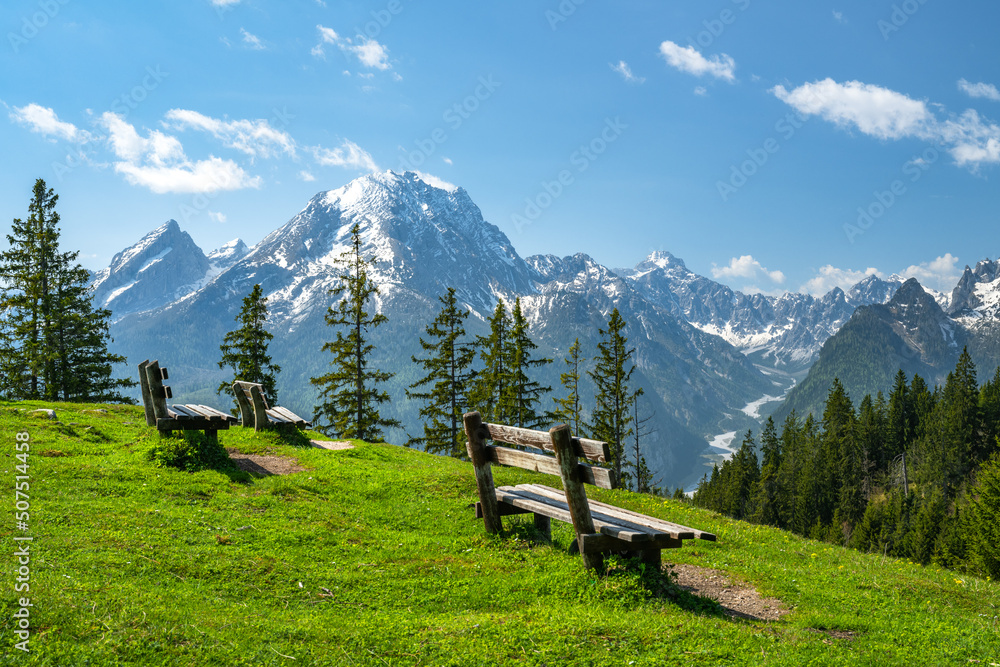 尼斯Berchtesgaden的春天，可以看到Watzmann，Ramsau，Berchtesgaden，Bavar的景色