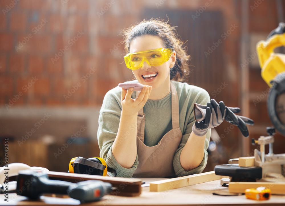 woman carpenter in workshop