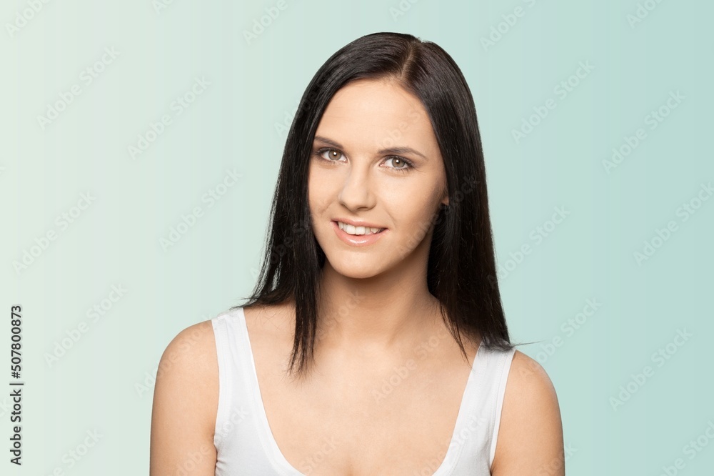 Beauty image of a young woman with good skin gloss posing