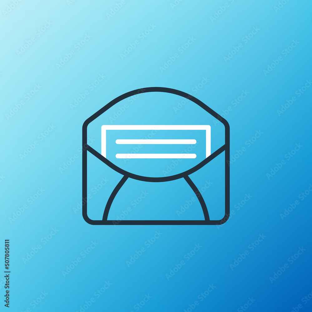 Line Mail and e-mail icon isolated on blue background. Envelope symbol e-mail. Email message sign. C