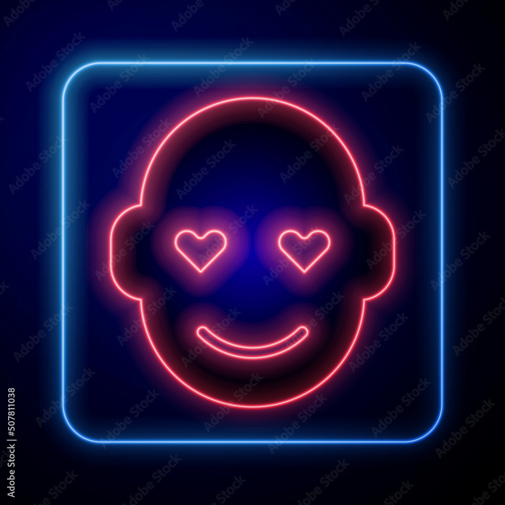 Glowing neon Romantic man icon isolated on black background. Happy Valentines day. Vector