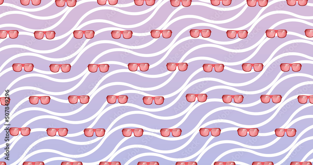 Image of glasses over violet wavy background