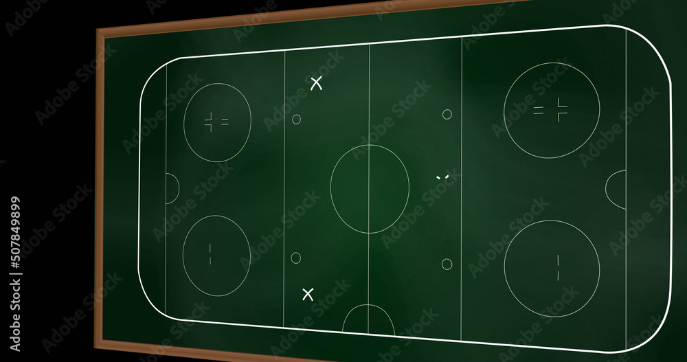 Image of football game plan on blackboard