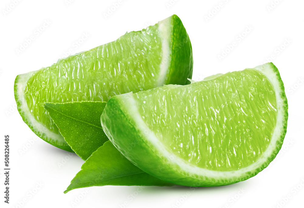 Lime. Lime with clipping path isolated on a white background. Fresh organic fruit.