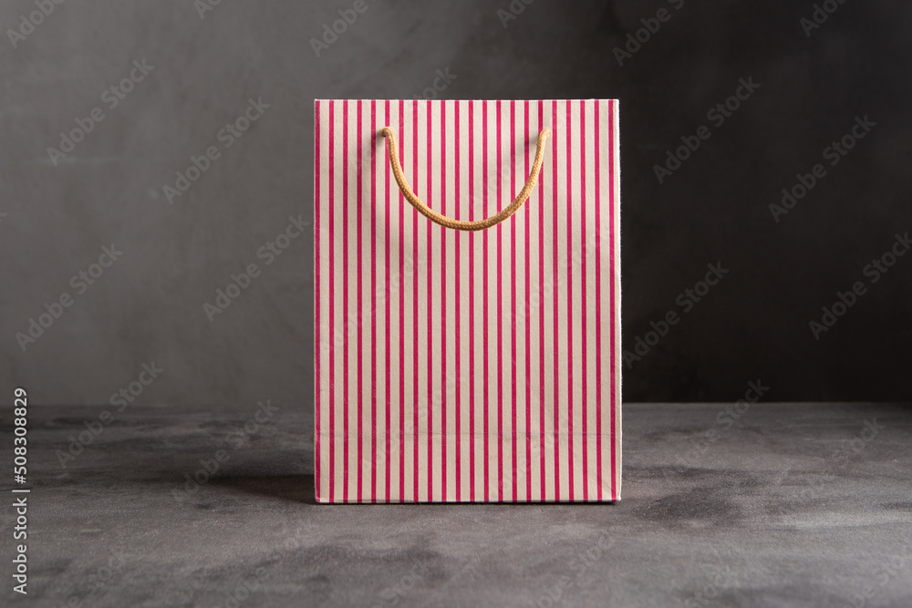 Blank paper carrier bag with handles for shopping - disposable bag, recycling concept