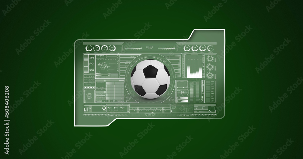 Image of scopes scanning and data processing over football