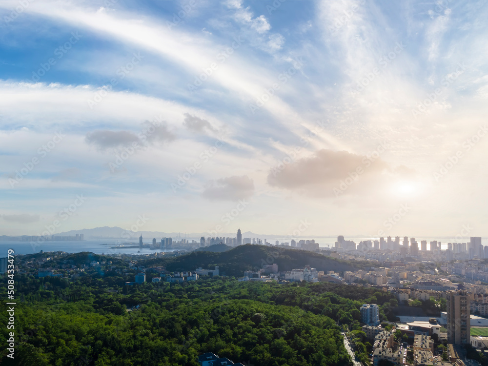 航拍中国青岛城市风光