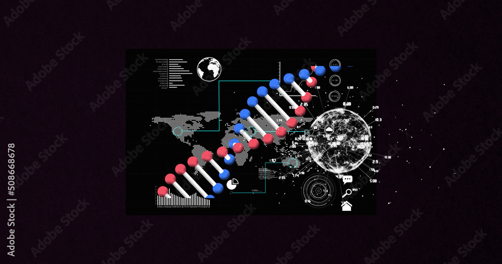 在暗背景下进行数据处理的数字接口图像